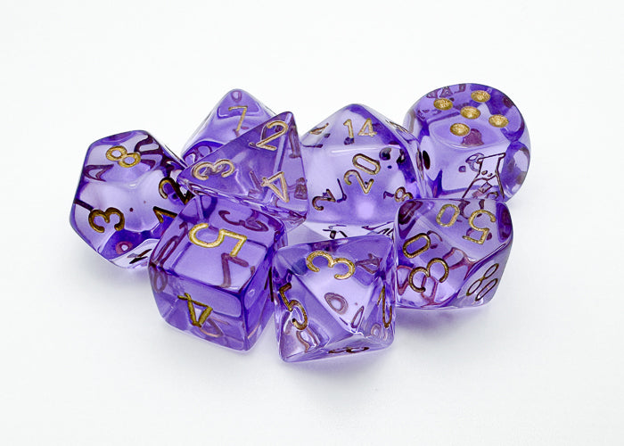 Chessex - 7 Piece - Lab Dice - Translucent Lavender/Gold