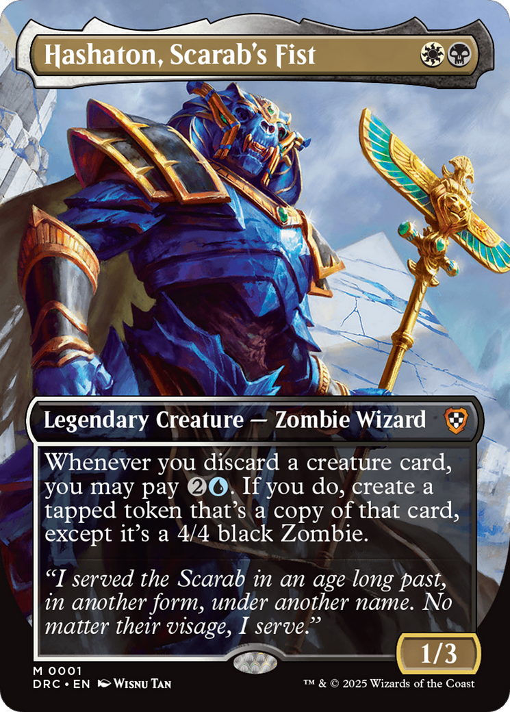 Hashaton, Scarab's Fist (Borderless) (-001) - Commander: Aetherdrift