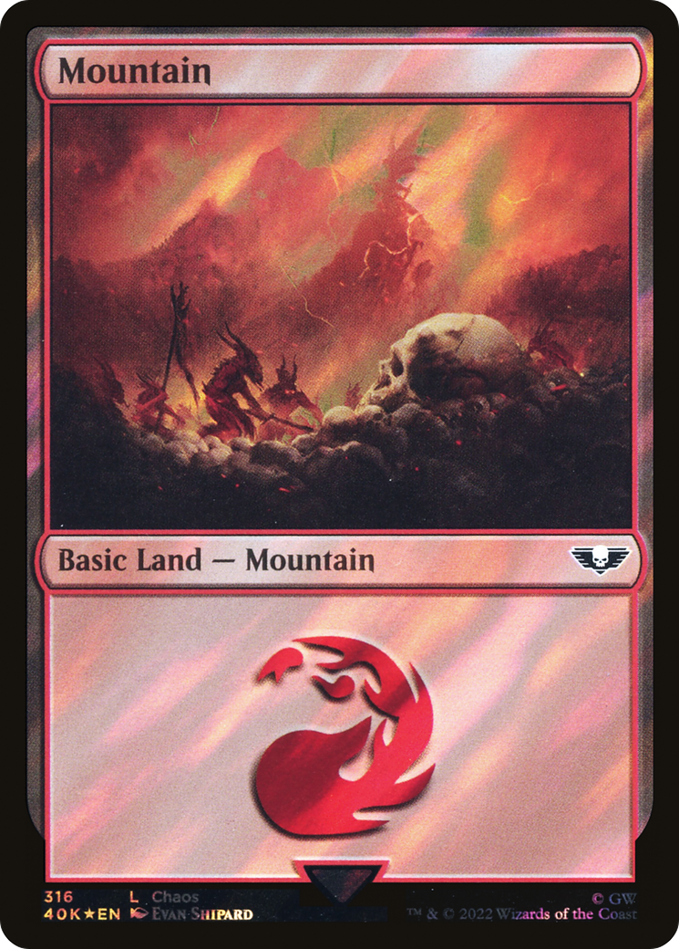 Mountain (316) (Surge Foil) [Universes Beyond: Warhammer 40,000]