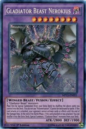 Gladiator Beast Nerokius [MP15-EN051] Secret Rare