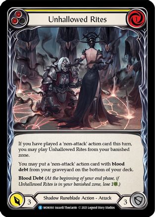 Unhallowed Rites (Yellow) [U-MON160-RF] (Monarch Unlimited)  Unlimited Rainbow Foil