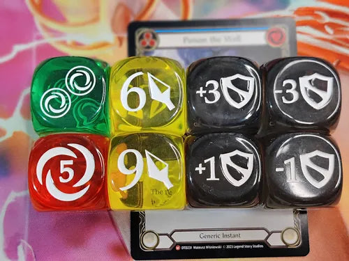 Flesh and Blood Dice Set - Clear (White Ink Damage) - 25mm