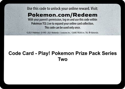 Code Card - Play! Pokemon Prize Pack Series Two - Prize Pack Series Cards