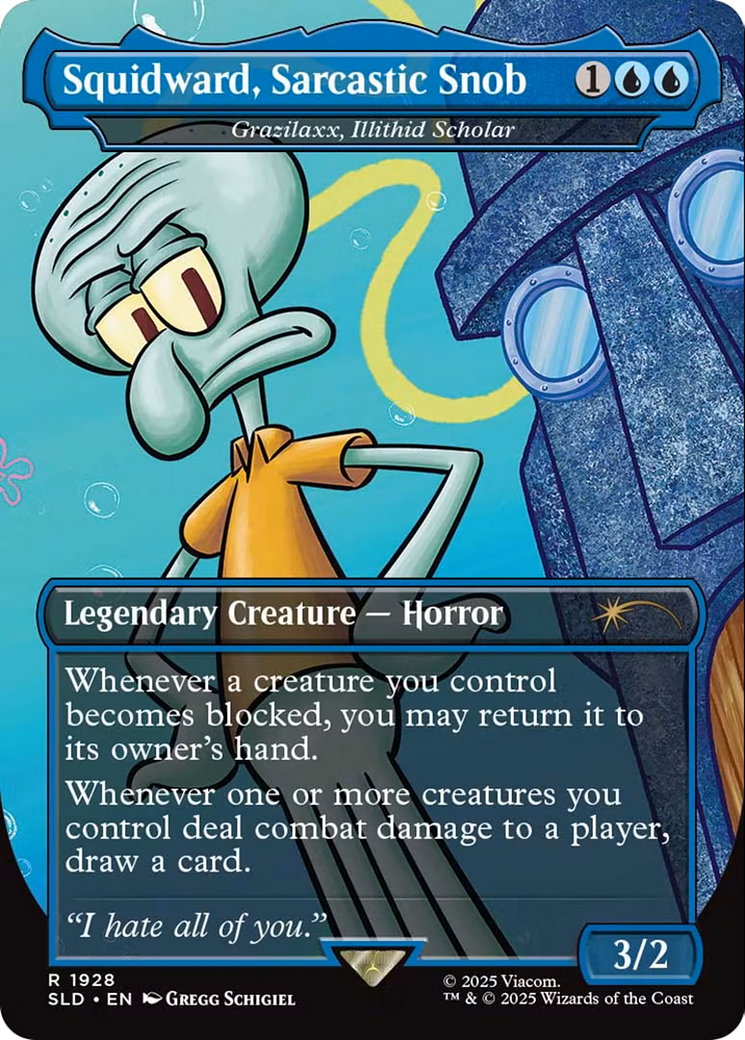 Squidward, Sarcastic Snob - Grazilaxx, Illithid Scholar (SLD-1928) - Secret Lair Drop Series Foil