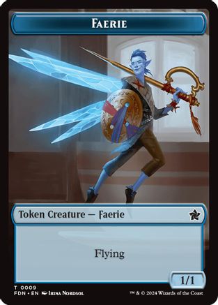 Faerie // Fish Doubled-Sided Token (-9 // 10) - Foundations Foil