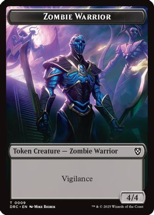 Zombie Warrior // Zombie (0003) Double-Sided Token (DRC-9 // 3) - Commander: Aetherdrift