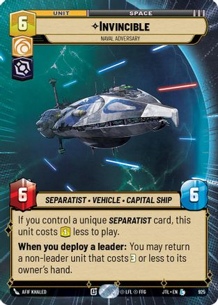 Invincible - Naval Adversary (Hyperspace Foil) (925) - Jump to Lightspeed Foil
