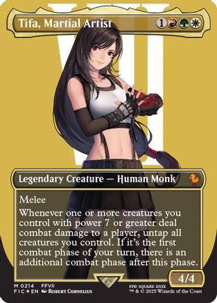 Tifa, Martial Artist (Borderless) (Surge Foil) (FIC-214) - Commander: FINAL FANTASY