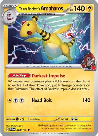 Team Rocket's Ampharos 74 - SV10 Destined Rivals Reverse Holofoil