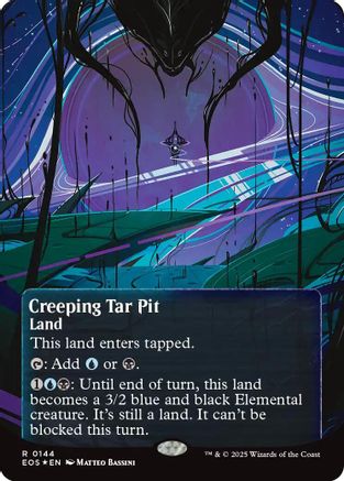 Creeping Tar Pit (0144) (Borderless) (Galaxy Foil) (EOS-144) - Edge of Eternities: Stellar Sights Foil