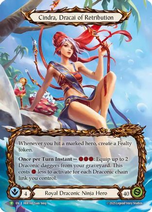 Cindra, Dracai of Retribution - HER144 (HER144) - Flesh and Blood: Promo Cards Rainbow Foil