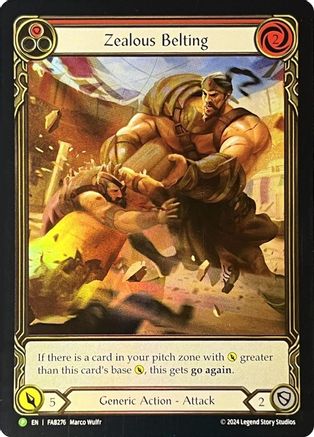 Zealous Belting (Extended Art) - FAB276 (FAB276) - Flesh and Blood: Promo Cards Rainbow Foil