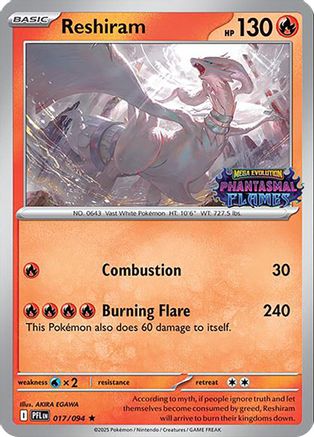 Reshiram (Phantasmal Flames Stamped) 17 - Miscellaneous Cards & Products Holofoil