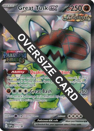 Great Tusk ex - 072 (Paldean Fates Stamped) 72 - Jumbo Cards Holofoil