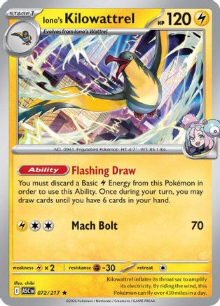 Iono's Kilowattrel 72 - ME Ascended Heroes Reverse Holofoil
