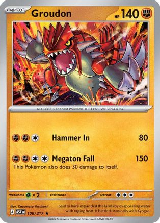 Groudon 108 - ME Ascended Heroes Reverse Holofoil