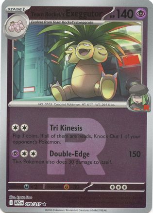 Team Rocket's exeggutor (Team Rocket) 78 - ME Ascended Heroes Reverse Holofoil