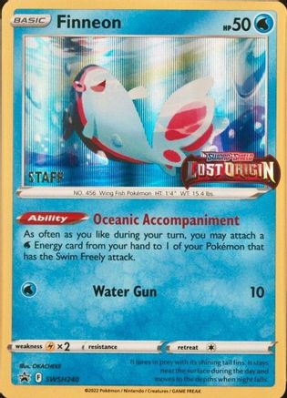 Finneon - SWSH240 (Prerelease Staff) SWSH240 - SWSH Sword & Shield Promo Cards Holofoil