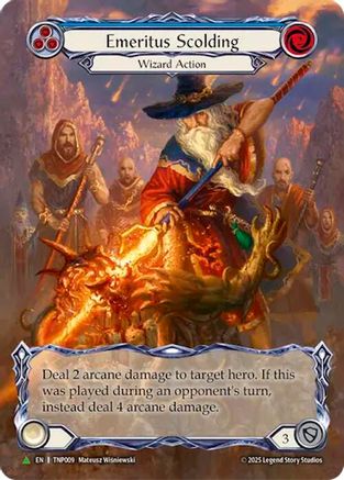 Emeritus Scolding (Blue) (Marvel) - TNP009 (TNP009) - Flesh and Blood: Promo Cards Rainbow Foil