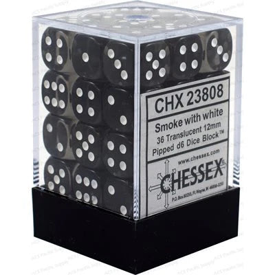 Chessex - 36 Piece D6 - Opaque Black/White