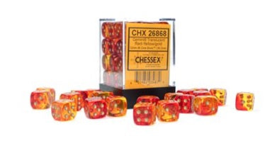 Chessex - 36 Piece D6 - Gemini Translucent Red-Yellow/Gold