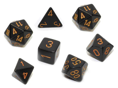 Chessex - 7 Piece - Opaque Black/Gold