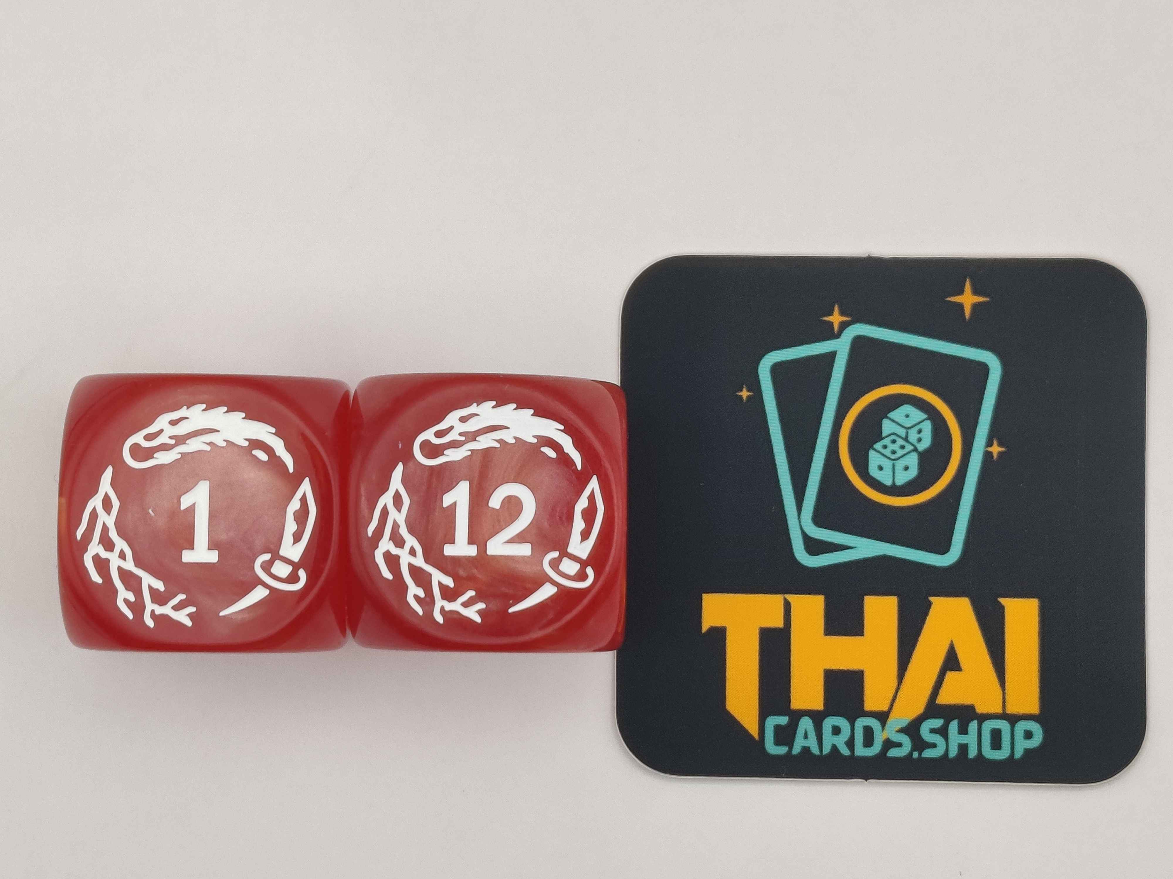 Flesh and Blood Dice Pair - Arcane Counter - MARBLE - Red