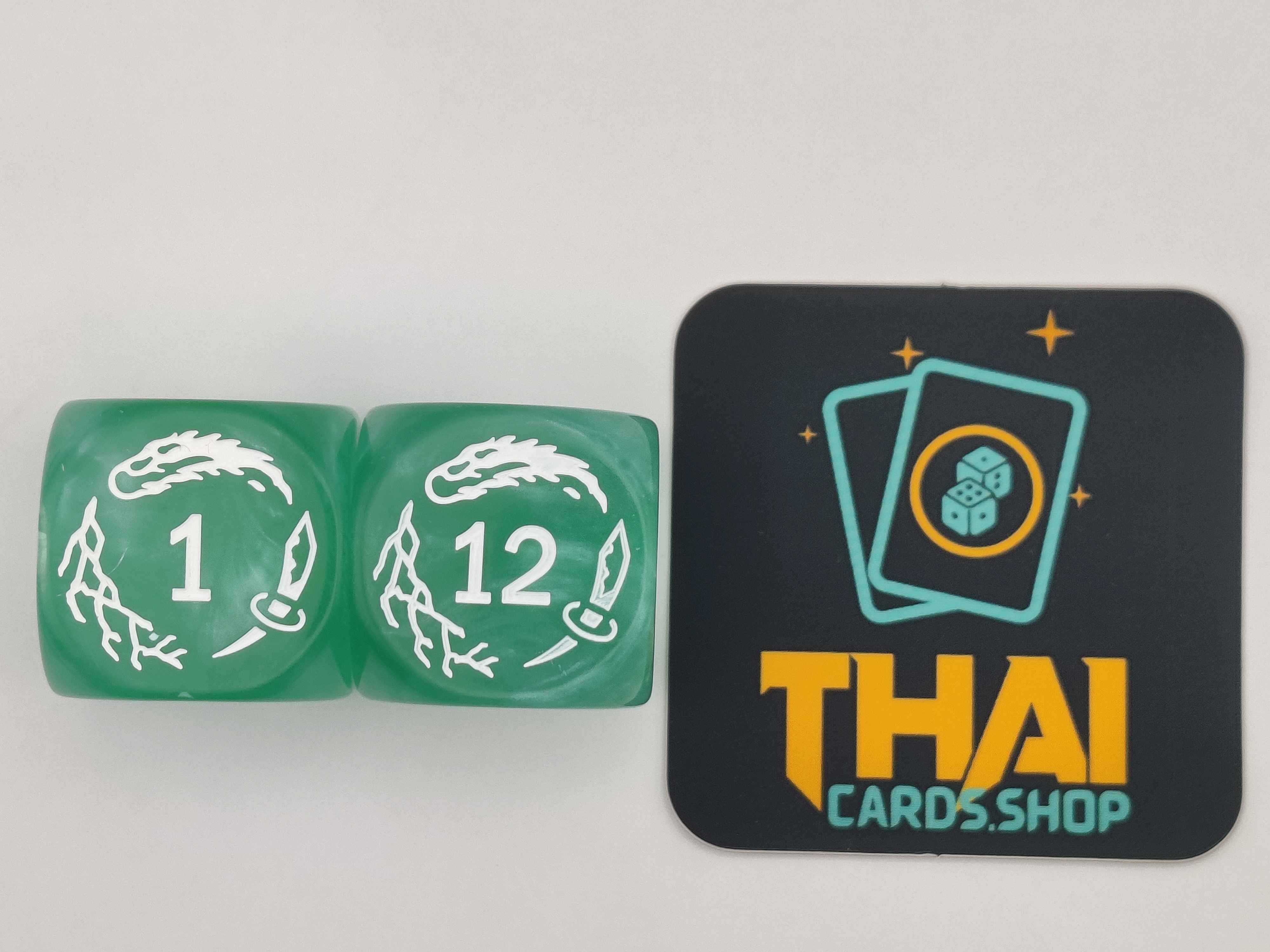 Flesh and Blood Dice Pair - Arcane Counter - MARBLE - Green - 25mm