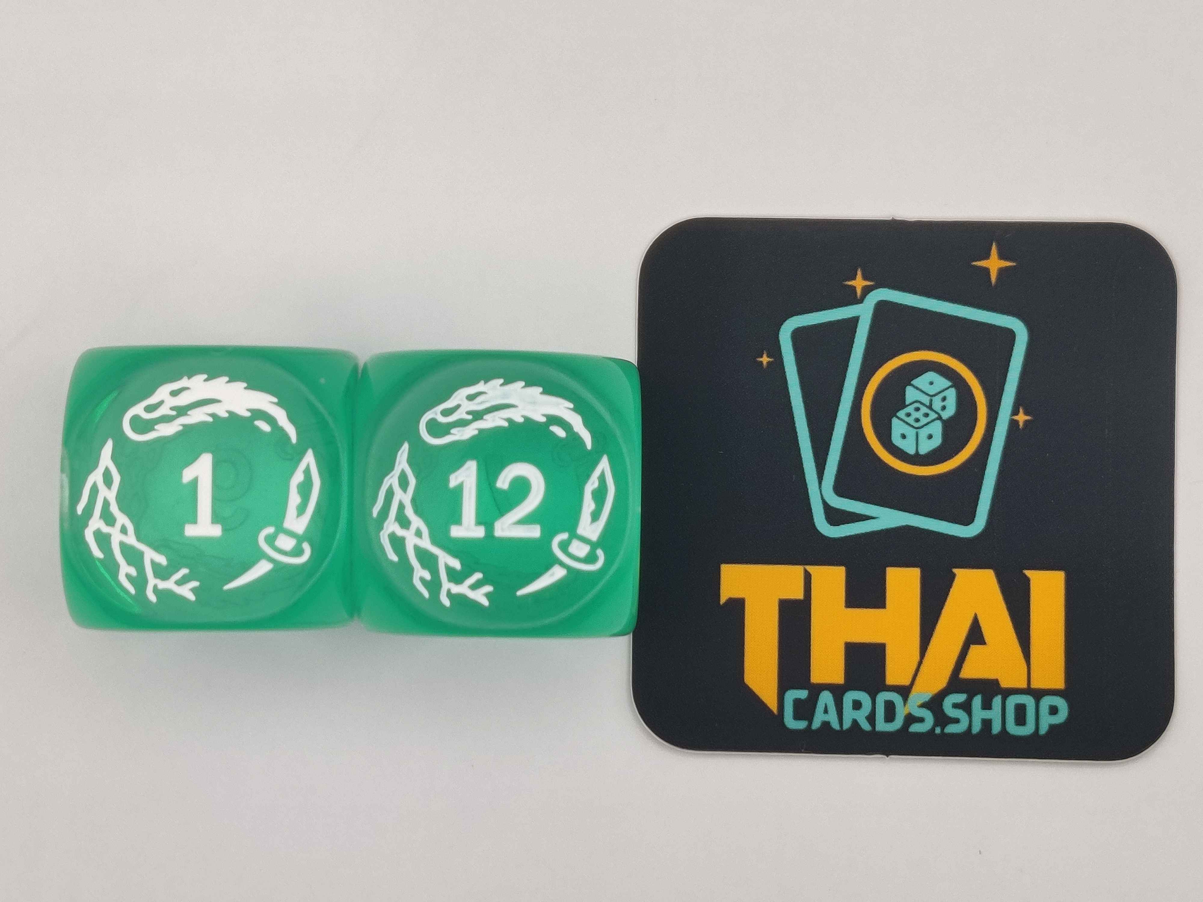 Flesh and Blood Dice Pair - Arcane Counter - CLEAR - Green - 25mm