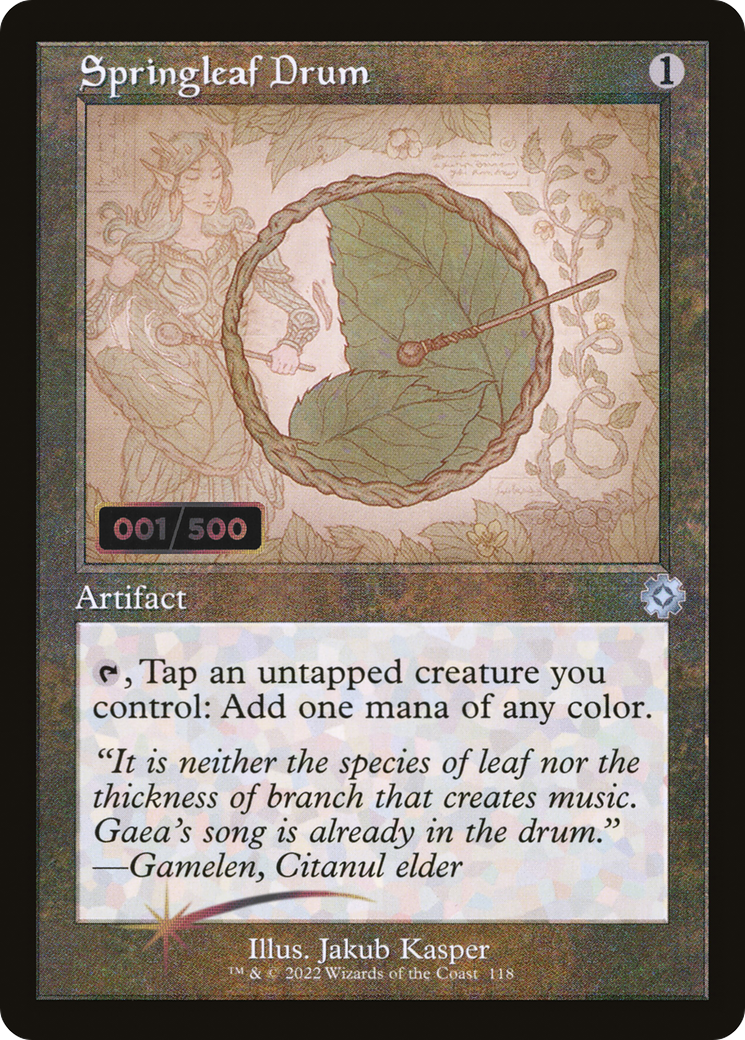 Springleaf Drum (Retro Schematic) (Serial Numbered) [The Brothers' War Retro Artifacts]