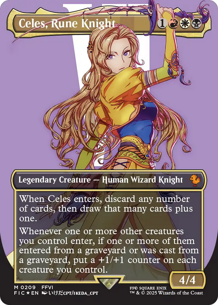 Celes, Rune Knight (Borderless) (Surge Foil) (FIC-209) - Commander: FINAL FANTASY