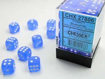 Chessex – Frosted Blue/White 12mm 36 d6 Block