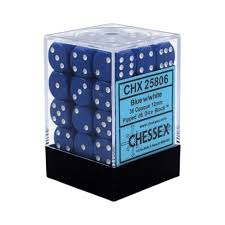 Chessex - 36 Piece D6 - Opaque Blue/White