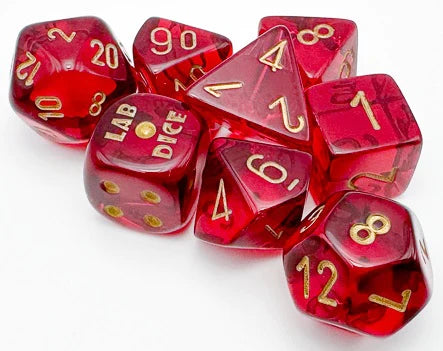 Chessex - 7 Piece - Lab Dice - Translucent Crimson/Gold