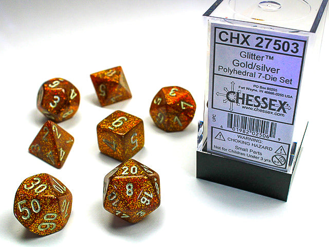 Chessex - 7 Piece - Glitter Gold/Silver