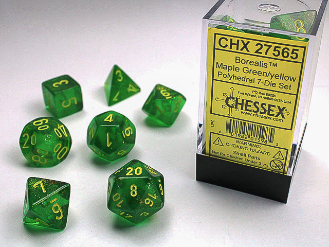 Chessex - 7 Piece - Borealis Maple Green/Yellow
