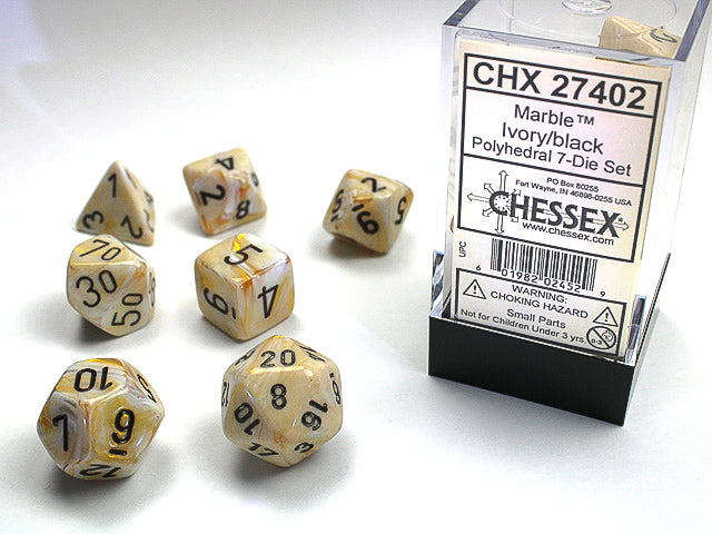 Chessex - 7 Piece - Marble Ivory/Black