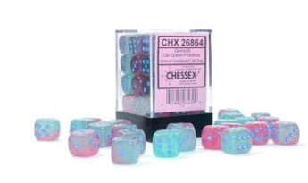 Chessex - 36 Piece D6 - Gemini Gel Green-Pink/Blue Luminary