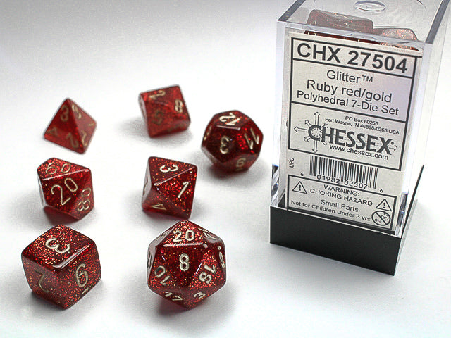 Chessex - 7 Piece - Glitter Ruby/Gold