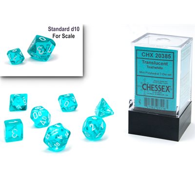 Chessex - 7 Piece Mini - Translucent Teal/White