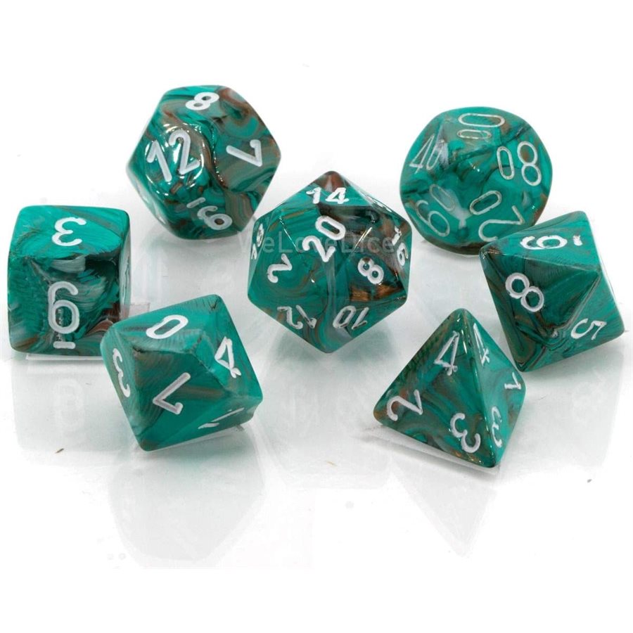 Chessex - 7 Piece Mini - Marble Green/Dark Green