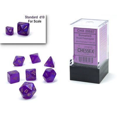 Chessex - 7 Piece Mini - Borealis Royal Purple/Gold Luminary