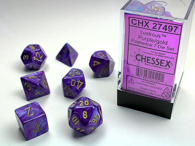 Chessex - 7 Piece - Lustrous Purple/Gold