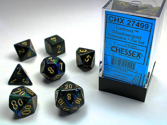 Chessex - 7 Piece - Lustrous Shadow/Gold