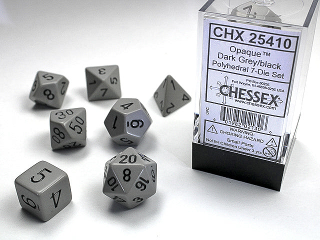 Chessex - 7 Piece - Opaque Dark Grey/Black