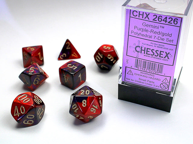 Chessex - 7 Piece - Gemini Purple-Red/Gold