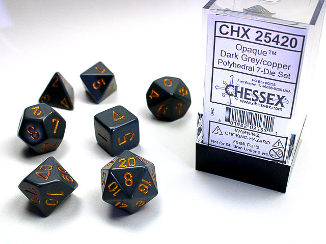 Chessex - 7 Piece - Opaque Dark Grey/Copper