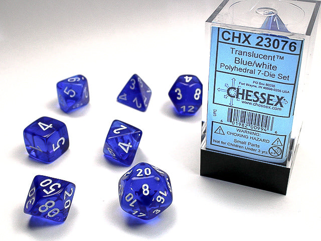 Chessex - 7 Piece - Translucent Blue/White
