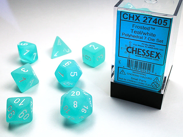 Chessex - 7 Piece - Frosted Teal White