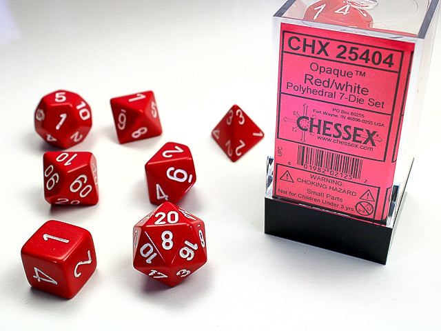 Chessex - 7 Piece - Opaque Red/White